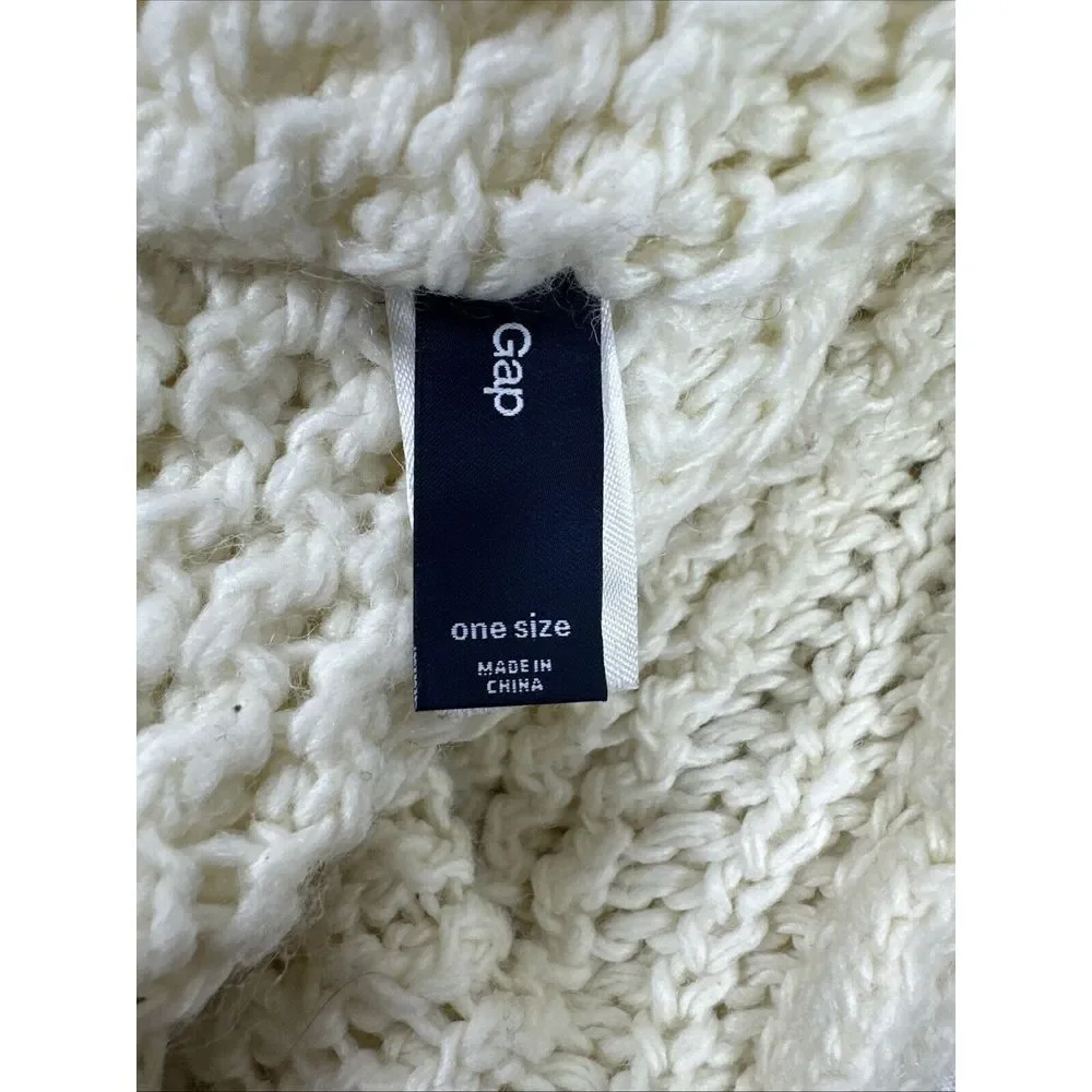 GAP Scarf Chunky‎ Wool Blend Cable Fisherman Style Cowl Cream Classic Thick Knit